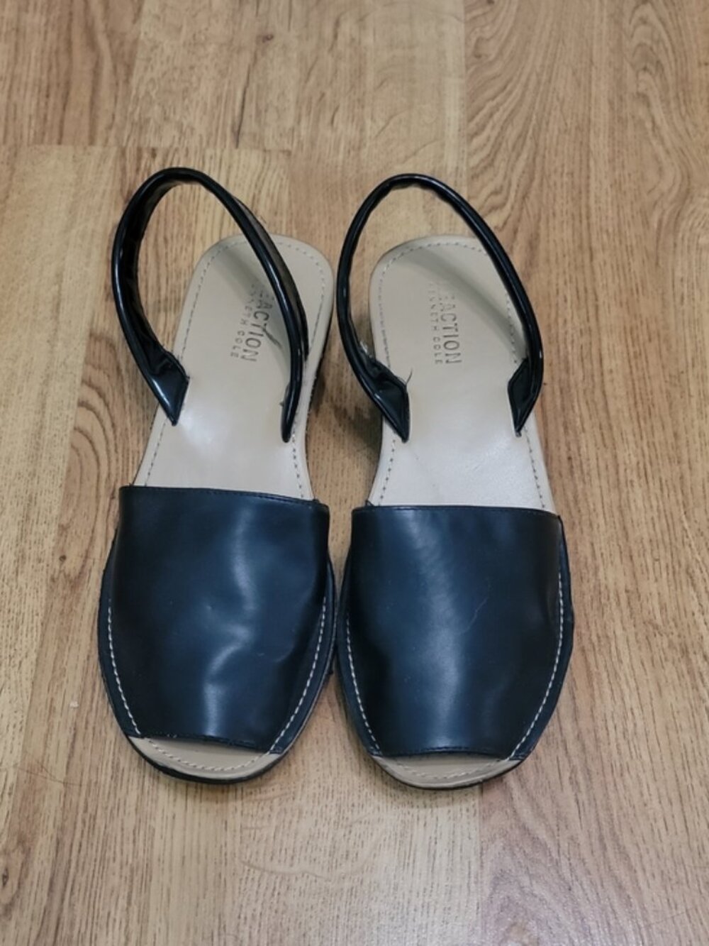 Kenneth Cole Reaction Black Open Toe Slingback Platform Sandals Size 8
